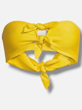 Victor Glemaud Women's Yellow Knotted Bandeau Bikini Top Size S